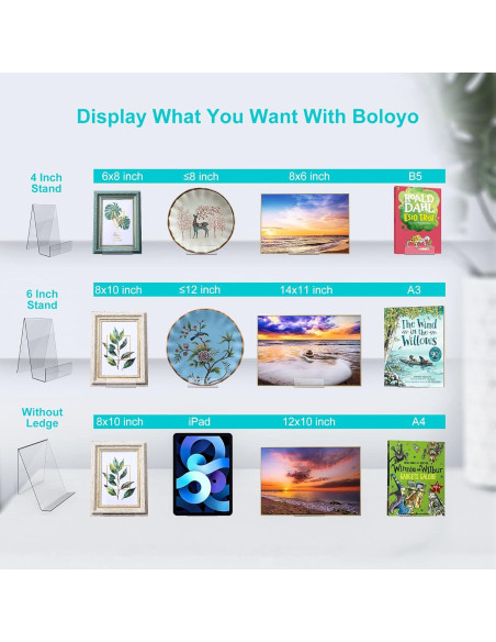 Soporte de Libro Acrílico Boloyo 15.24 cm 6PC Transparente