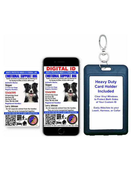 Tarjeta de Identificación Personalizada Just 4 Paws - Apoyo Emocional