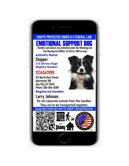 Tarjeta de Identificación Personalizada Just 4 Paws - Apoyo Emocional