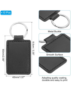 Llaveros de Cuero PU en Blanco para Sublimación PATIKIL - 10 Pcs 2