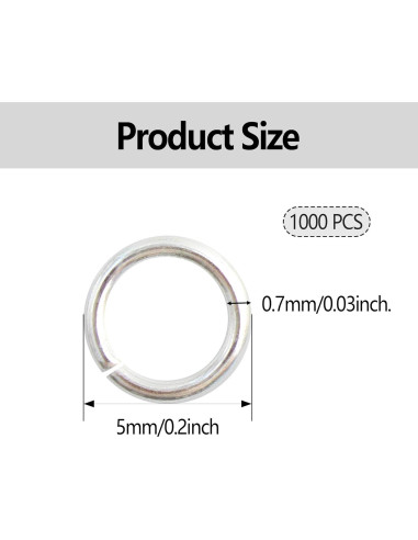 Anillas de Salto Metálicas Pson 5mm Plateadas 1000pcs