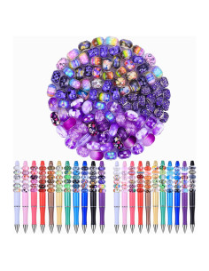 AIPRIDY 130 Perlas de Joyería de Gran Agujero Coloridas