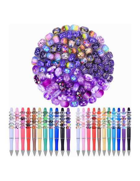 AIPRIDY 130 Perlas de Joyería de Gran Agujero Coloridas