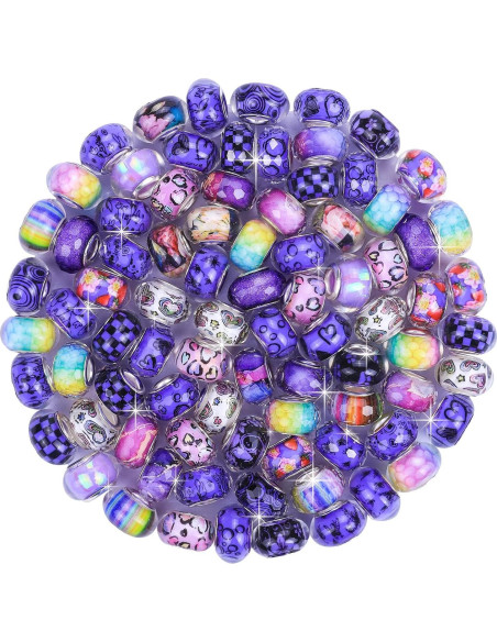 AIPRIDY 130 Perlas de Joyería de Gran Agujero Coloridas
