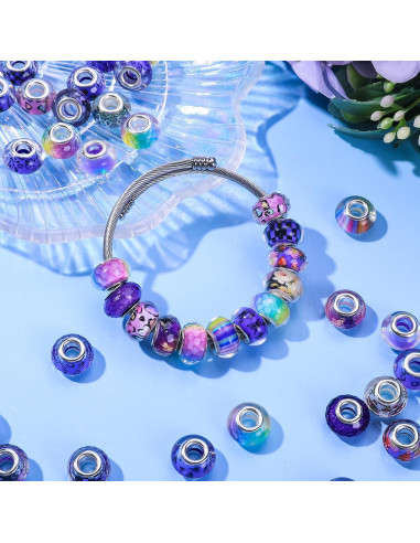AIPRIDY 130 Perlas de Joyería de Gran Agujero Coloridas