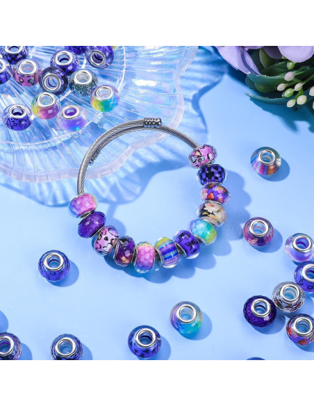 AIPRIDY 130 Perlas de Joyería de Gran Agujero Coloridas