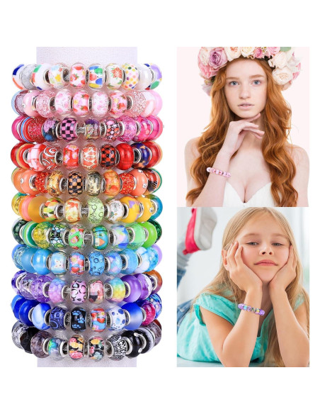 AIPRIDY 130 Perlas de Joyería de Gran Agujero Coloridas
