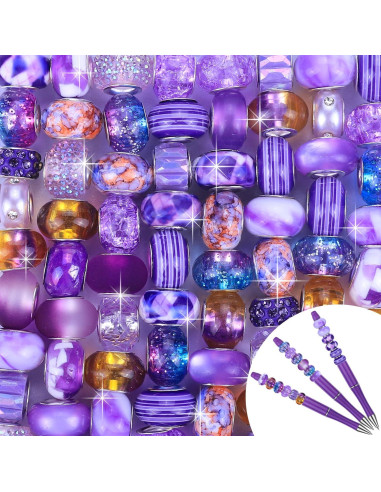 AIPRIDY 130 Perlas de Joyería de Gran Agujero Coloridas