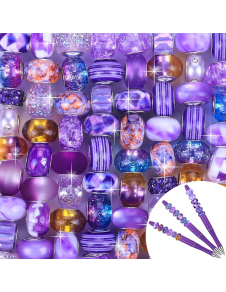 AIPRIDY 130 Perlas de Joyería de Gran Agujero Coloridas