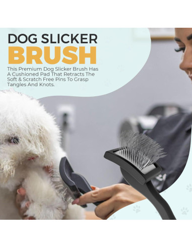 Cepillo Slicker Grande PawsltlveShine para Perros de Pelo Largo
