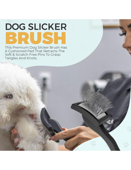 Cepillo Slicker Grande PawsltlveShine para Perros de Pelo Largo