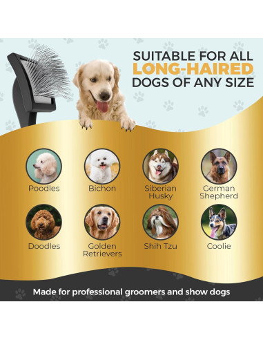 Cepillo Slicker Grande PawsltlveShine para Perros de Pelo Largo