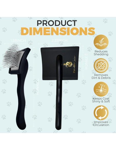 Cepillo Slicker Grande PawsltlveShine para Perros de Pelo Largo
