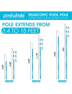 Palo Telescópico para Piscina POOLWHALE 4.57m Aluminio Ajustable 2