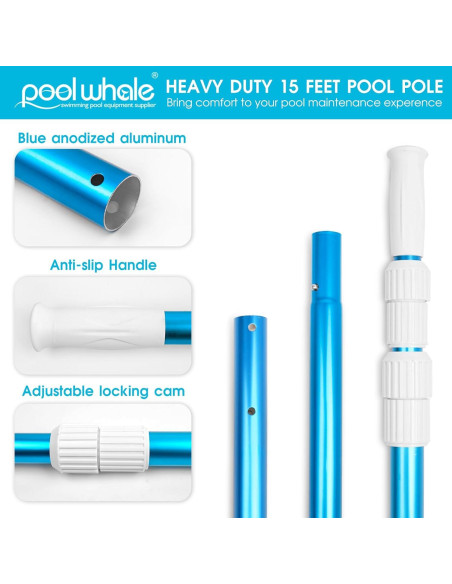 Palo Telescópico para Piscina POOLWHALE 4.57m Aluminio Ajustable