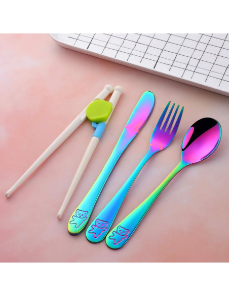 Juego de Cubiertos para Niños Poylim Acero Inoxidable Arcoíris Juego de Cubiertos para Niños Poylim Acero Inoxidable Arcoíris