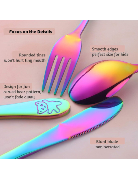 Juego de Cubiertos para Niños Poylim Acero Inoxidable Arcoíris Juego de Cubiertos para Niños Poylim Acero Inoxidable Arcoíris
