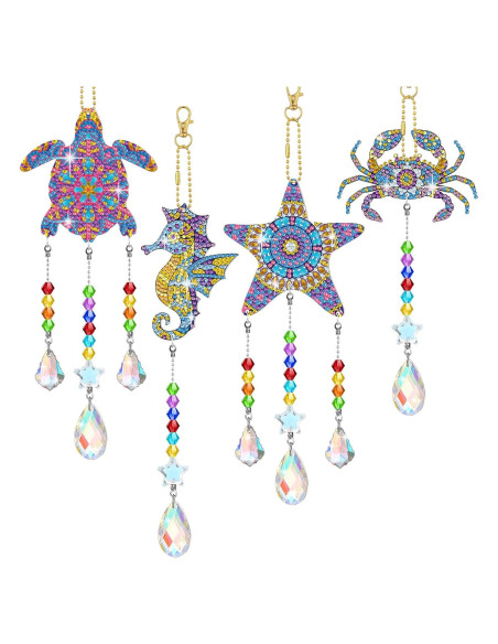 Atrapasueños de Cristal Tigeen 4 Pcs Animales Marinos 10 cm