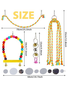 8 Juguetes para Aves QUOZUO con Hamaca Colorida 25.4 cm 2