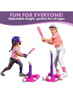Conjunto T-Ball TOMLEON para Niñas 3-8 Años con Tee Ajustable 2