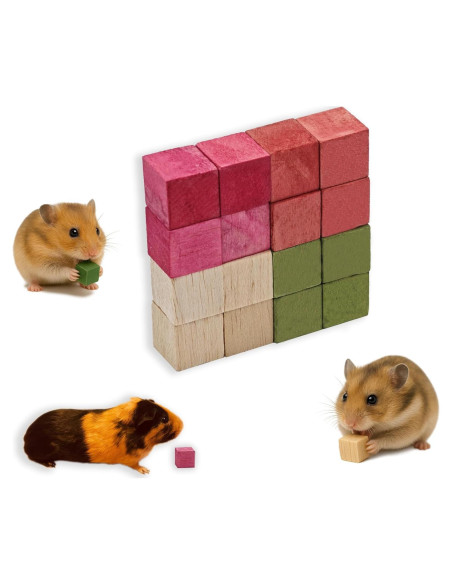 16 Piezas Juguetes Masticables de Madera Balsa para Mascotas