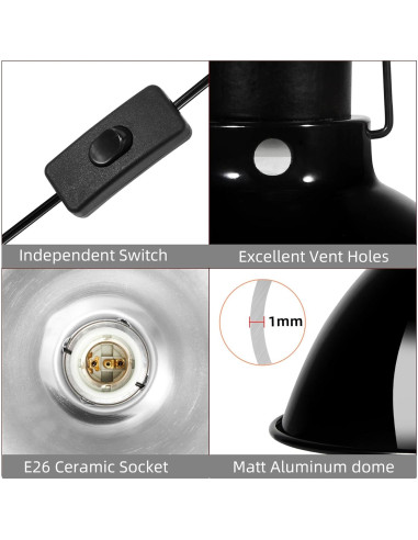 Lámpara de Calor para Reptiles DXOPHIEX 21x10.9cm 150W