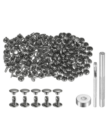 Kit de Remaches de Cuero HARFINGTON 200 Unidades 8mm Metal Gunmetal