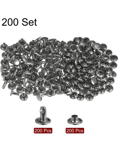 Kit de Remaches de Cuero HARFINGTON 200 Unidades 8mm Metal Gunmetal