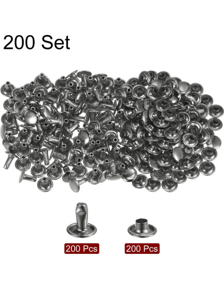 Kit de Remaches de Cuero HARFINGTON 200 Unidades 8mm Metal Gunmetal Kit de Remaches de Cuero HARFINGTON 200 Unidades 8mm Metal Gunmetal