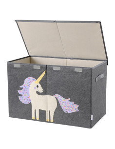 Cofre de Juguetes Plegable Triluby Unicornio Gris 84L