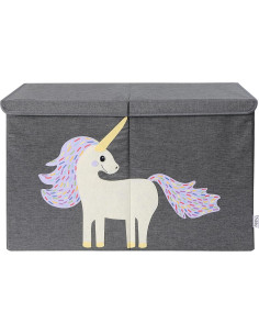 Cofre de Juguetes Plegable Triluby Unicornio Gris 84L 2