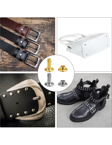 Kit de Remaches de Cuero HARFINGTON 200 Unidades 8mm Metal Gunmetal