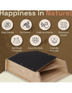 Casa para Murciélagos NIZUUONE Doble Cámara 22.6cm Madera 2