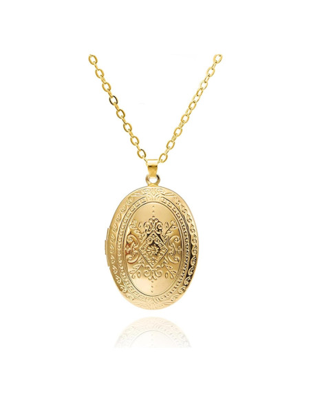 Collar de Medallón Vintage POYAMUSE Dorado para Mujeres 40cm