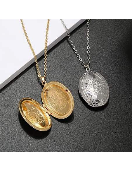 Collar de Medallón Vintage POYAMUSE Dorado para Mujeres 40cm