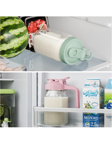 Jarra de Leche Materna JunVpic 32 oz Vidrio Verde con Tapa