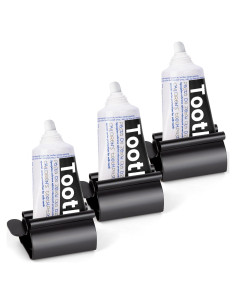 Exprimidor de Pasta de Dientes LOVEINUSA 3PCS Acero Inoxidable Negro