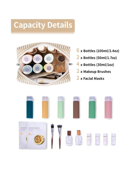 Bolsa de Maquillaje Narwey Grande Raya Marrón Organizador 22x15x10 cm