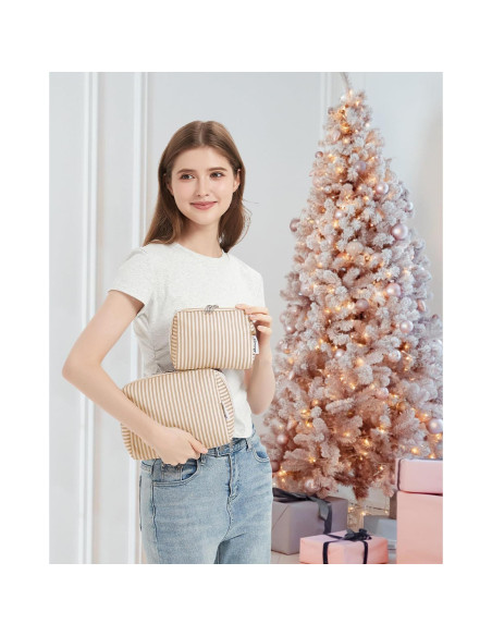 Bolsa de Maquillaje Narwey Grande Raya Marrón Organizador 22x15x10 cm