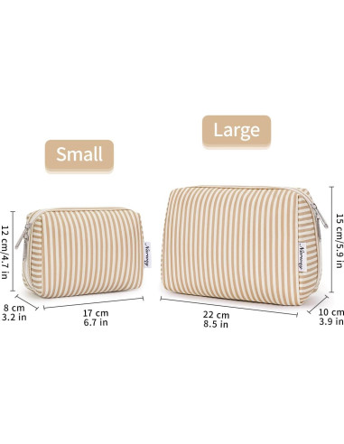 Bolsa de Maquillaje Narwey Grande Raya Marrón Organizador 22x15x10 cm