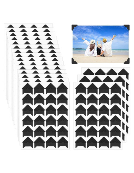 432 Esquinas de Fotos Autoadhesivas PEASUG - Negro