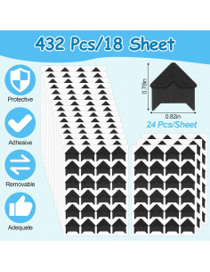 432 Esquinas de Fotos Autoadhesivas PEASUG - Negro 2