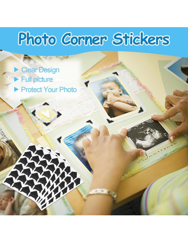 432 Esquinas de Fotos Autoadhesivas PEASUG - Negro