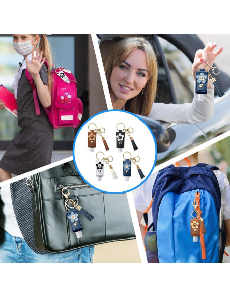 4 Piezas Llaveros con Botellas de 30ml para Sanitizante de Manos