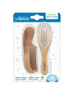 Cepillo y Peine Suave Dr. Brown para Bebé - Madera y Nailon