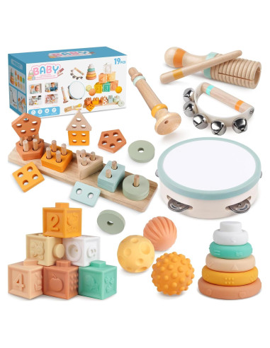 Juguetes Montessori de Madera 8 en 1 para Bebés 1-3 Años