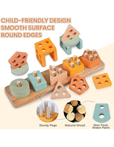 Juguetes Montessori de Madera 8 en 1 para Bebés 1-3 Años
