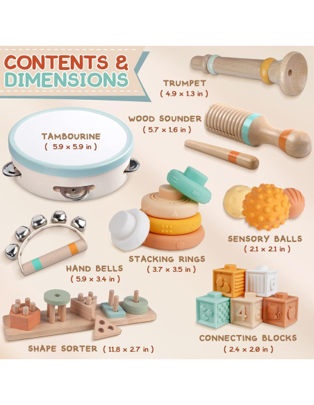Juguetes Montessori de Madera 8 en 1 para Bebés 1-3 Años