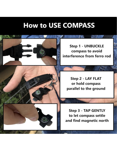 Kit de Supervivencia 5 en 1 LuxoGear - Silbato, Brújula, Encendedor