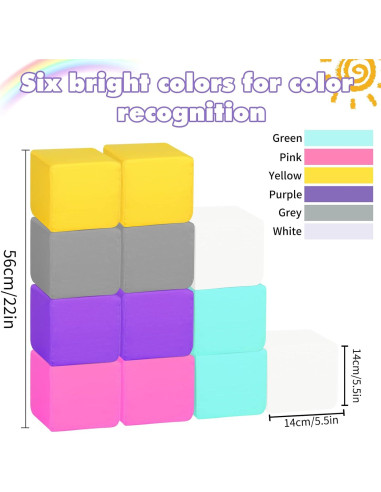 Bloques de Espuma Suaves MODEREVE - Set de 12 Piezas 13.97 cm